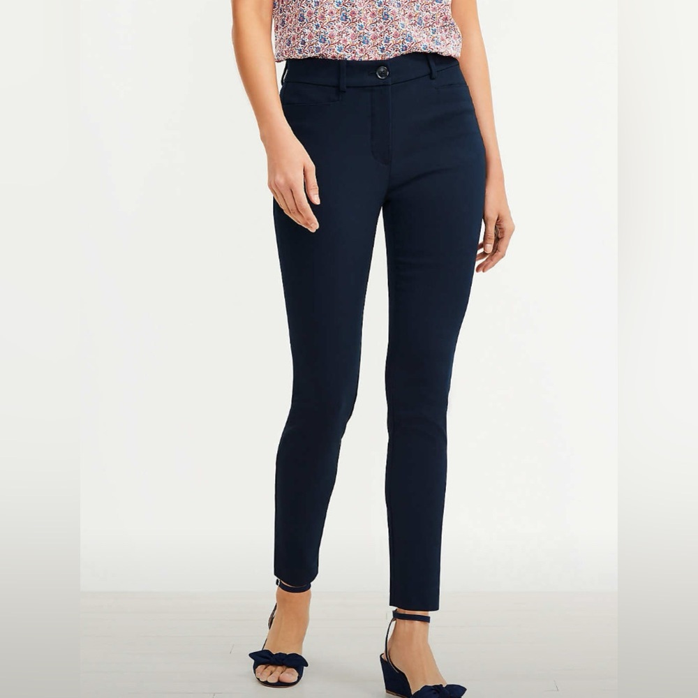 LOFT Dark Navy Skinny Ankle Pants - Curvy Fit